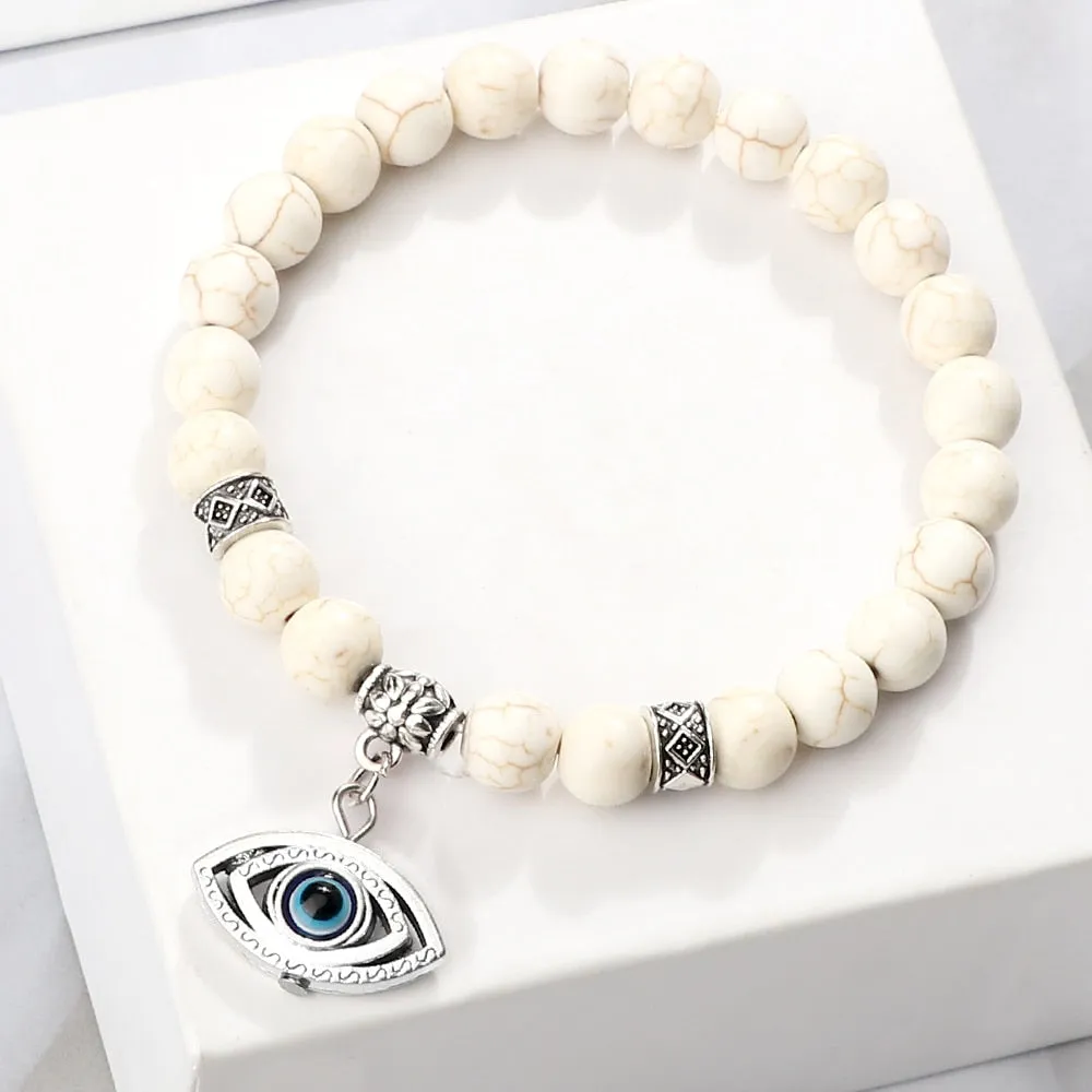 Natural Stone Lucky Evil Eye Beads Bracelets For Women Men