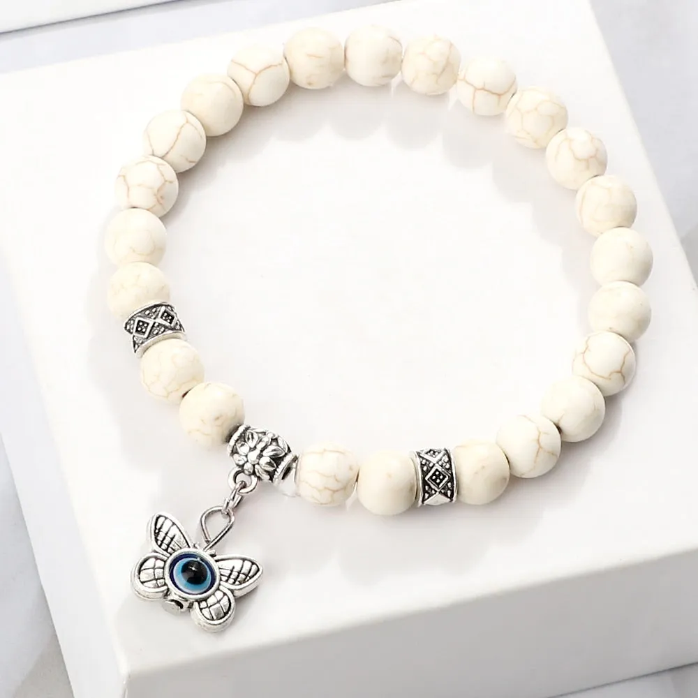 Natural Stone Lucky Evil Eye Beads Bracelets For Women Men