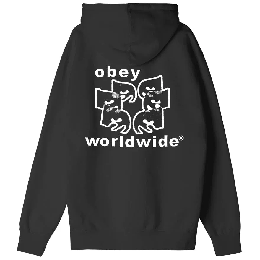 Obey Felpa con cappuccio da uomo Wordwide Eyes Heavyweight 117463364 nero