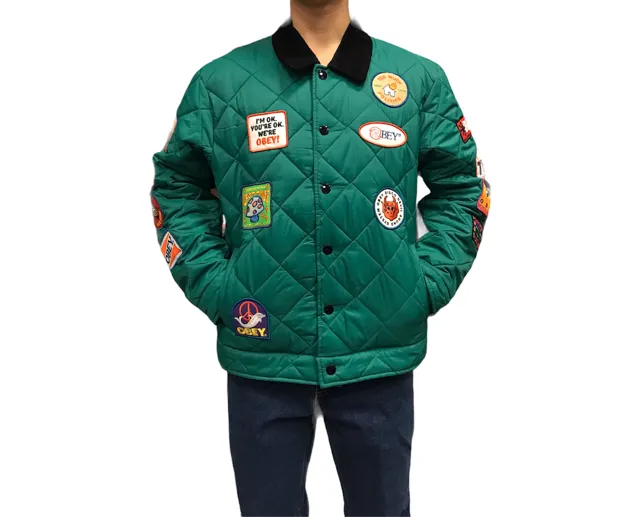 Obey giacca da uomo trapuntata Collectors 121800479 verde
