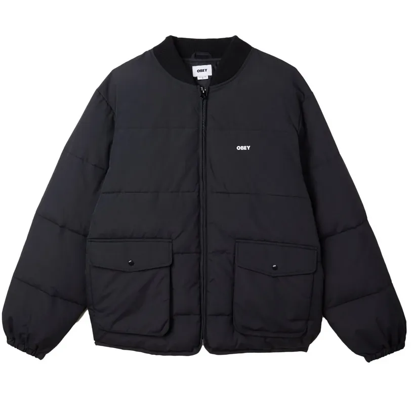 Obey Giacca invernale Charlie con cerniera e tasche a toppa con pattina 121800546 A630600 nero