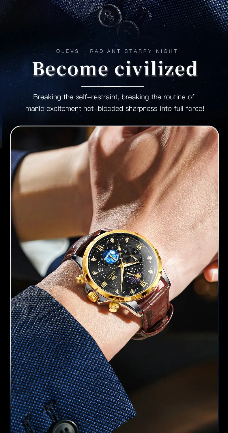OLEVS 9807 Men's Luxury Watch - A Celestial Timepiece