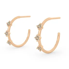 Orion's Belt Hoops, Champagne Diamond