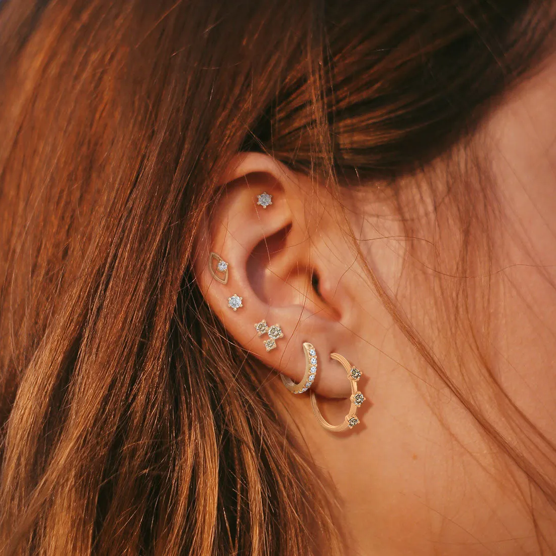 Orion's Belt Hoops, Champagne Diamond