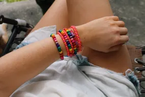 Painted Rainbow Wood Bead Bracelets