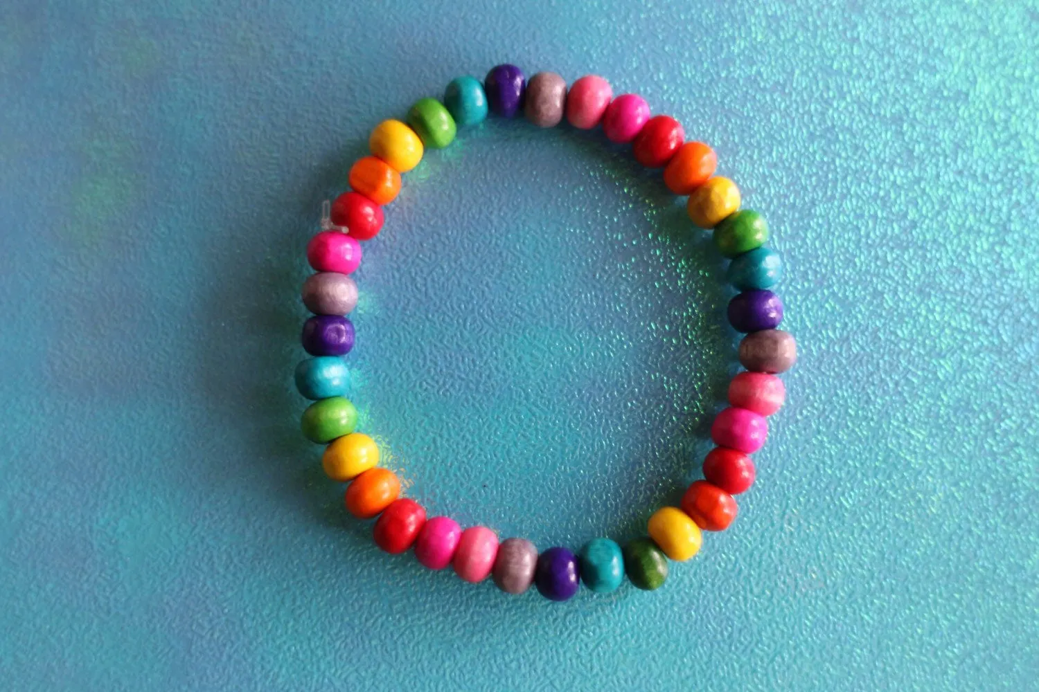 Painted Rainbow Wood Bead Bracelets