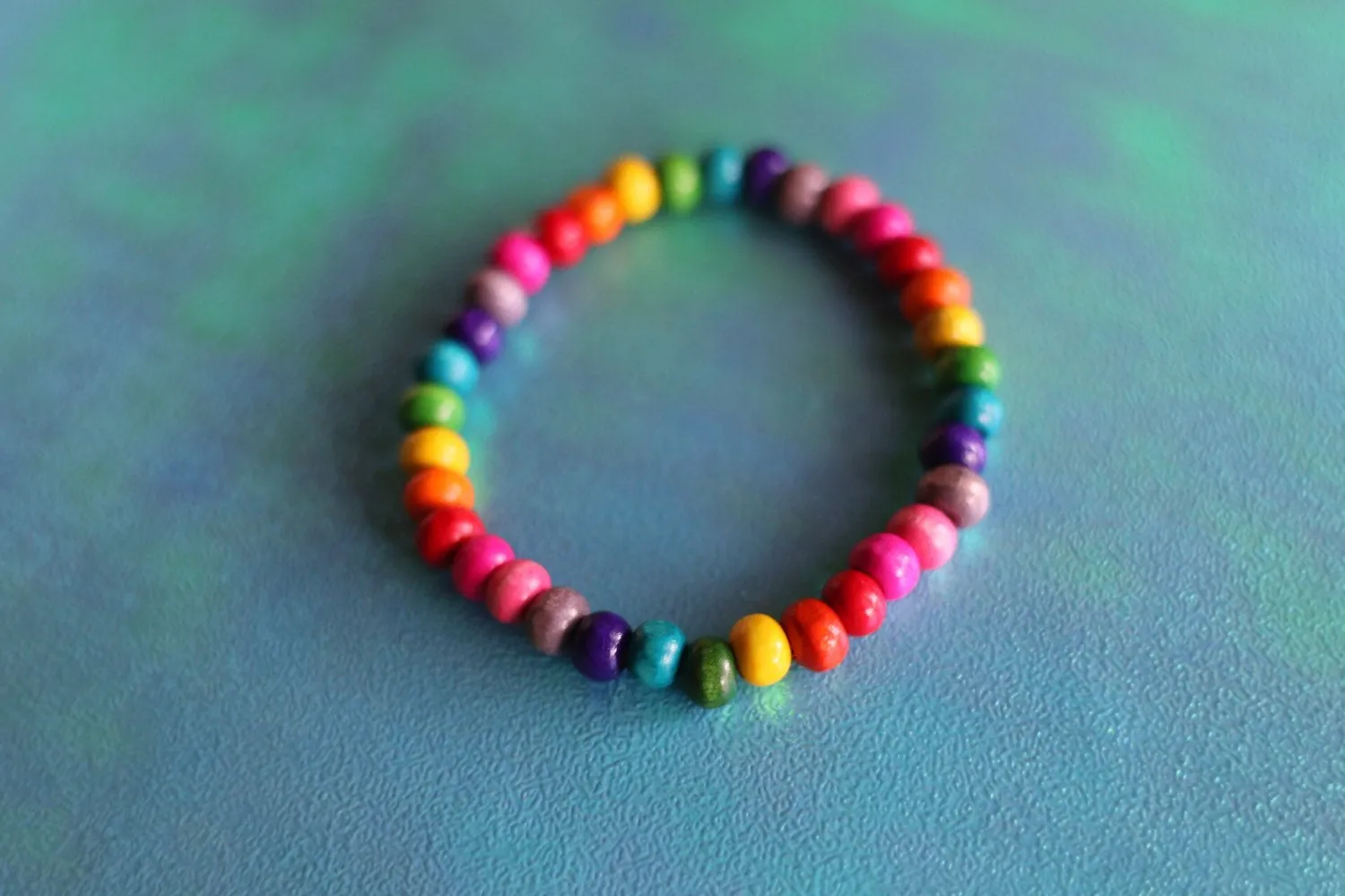 Painted Rainbow Wood Bead Bracelets