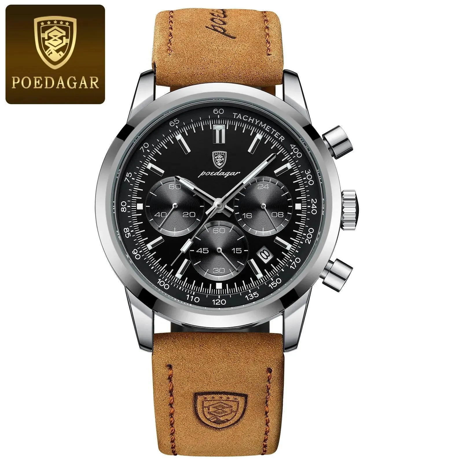 POEDAGAR Chronograph Watch: Elegant Waterproof Timepiece for Men