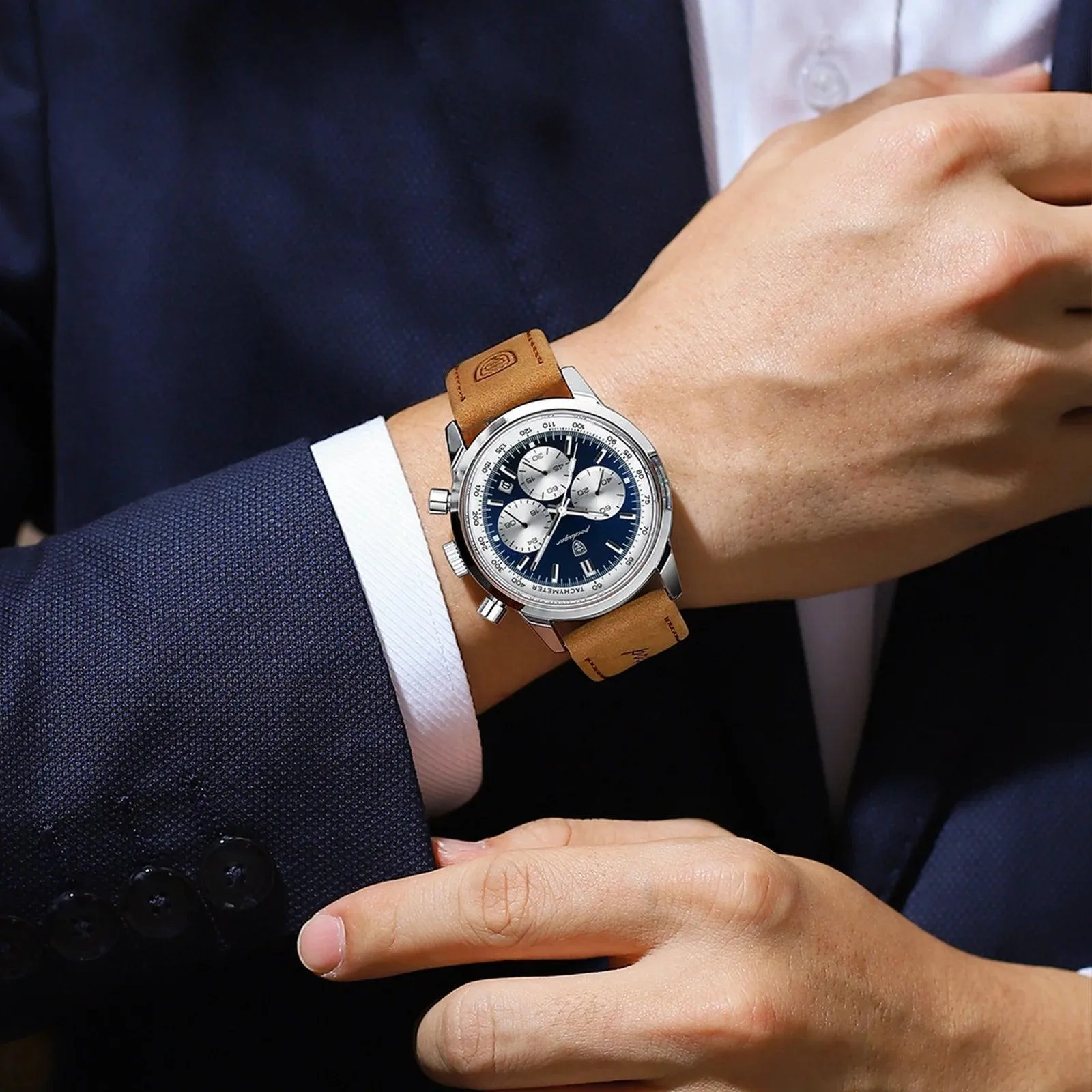 POEDAGAR Chronograph Watch: Elegant Waterproof Timepiece for Men
