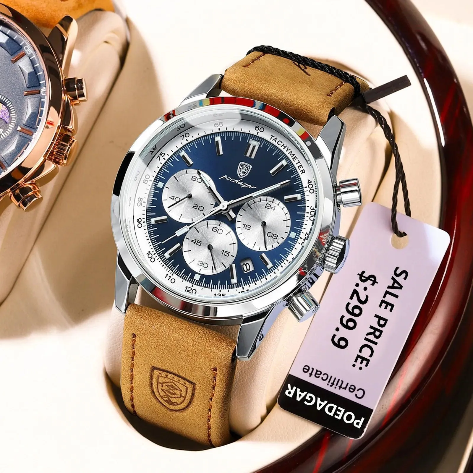 POEDAGAR Chronograph Watch: Elegant Waterproof Timepiece for Men