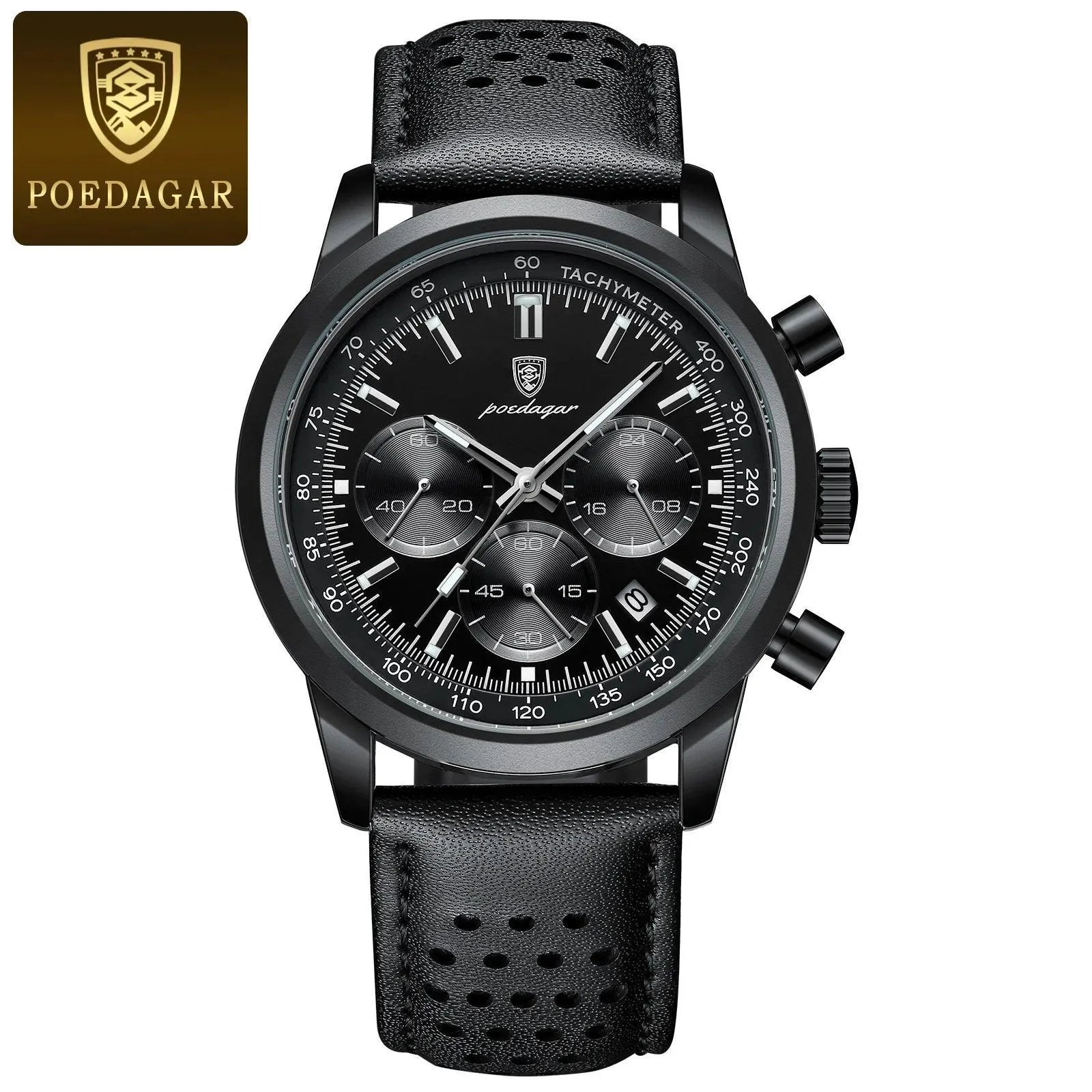 POEDAGAR Chronograph Watch: Elegant Waterproof Timepiece for Men