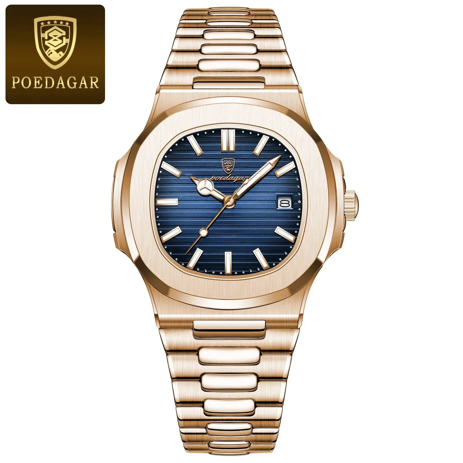 POEDAGAR Luxury Men's Waterproof Watch – Luminous, Leather Strap, Sporty & Casual