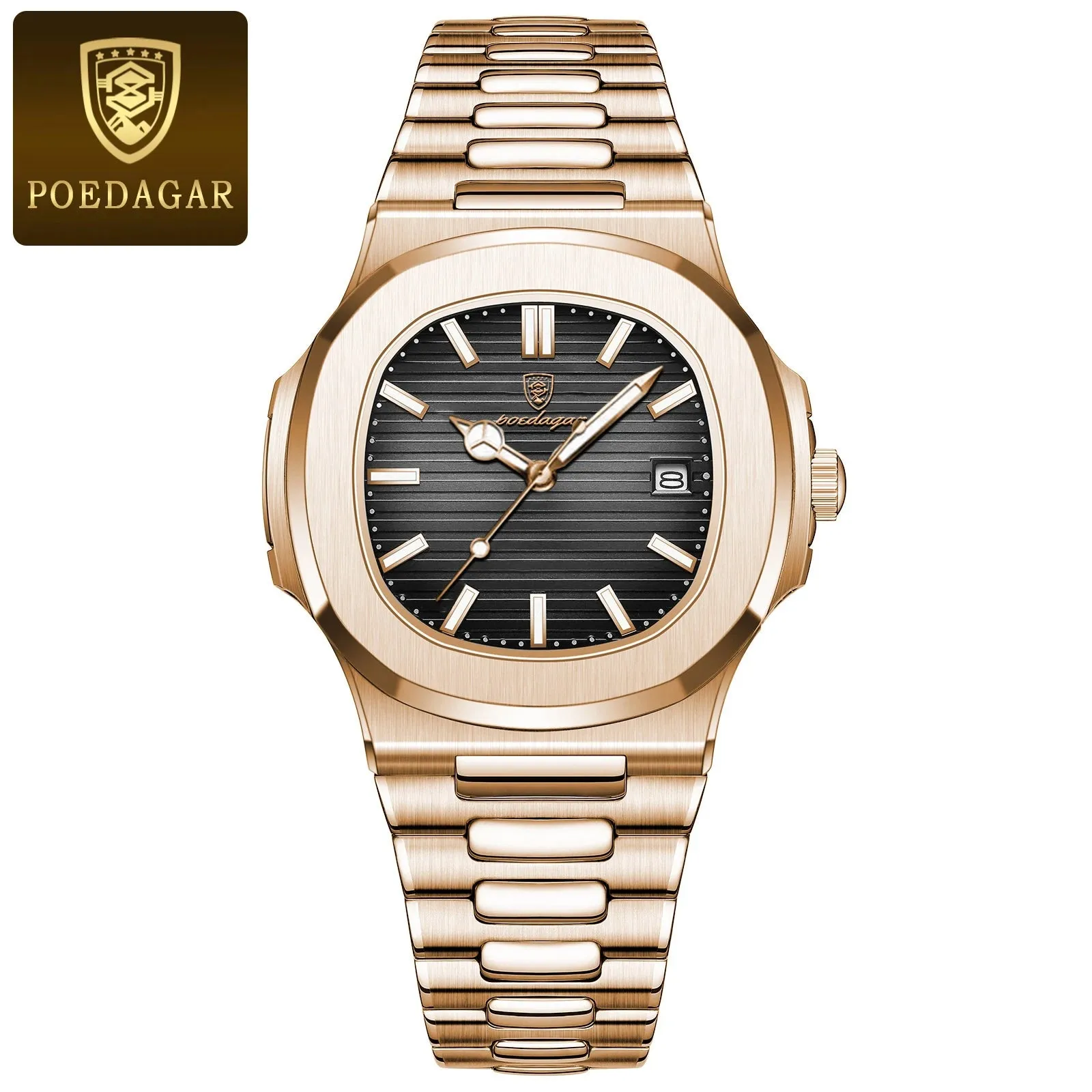 POEDAGAR Luxury Men's Waterproof Watch – Luminous, Leather Strap, Sporty & Casual