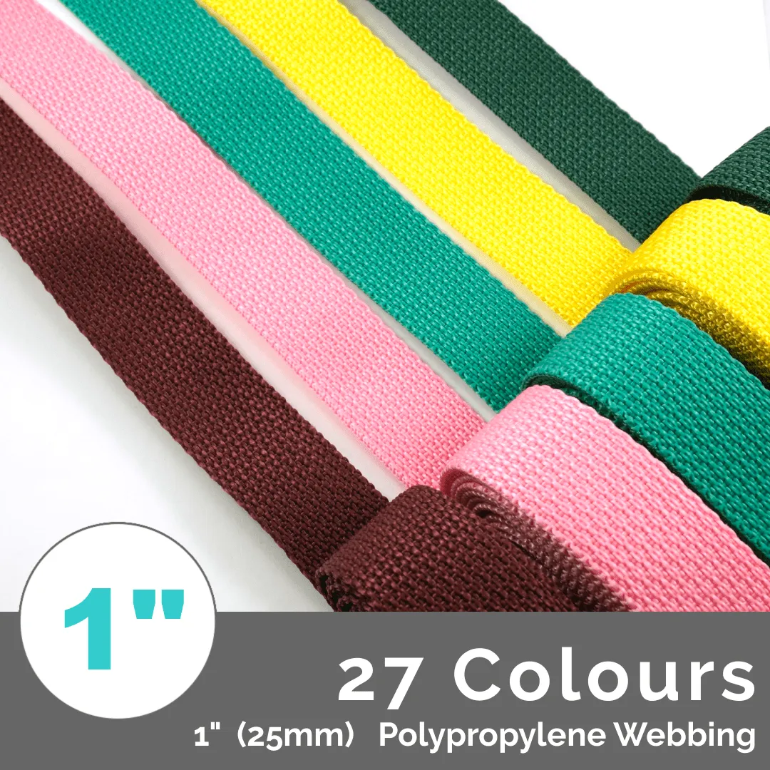 (Poly) Regular Strap Webbing 1" (25mm) Wide (Per 1 Yard)