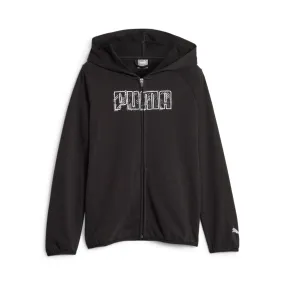 Puma felpa sportiva da ragazzo con cappuccio e cerniera intera Activ Sport 676291-01 nero