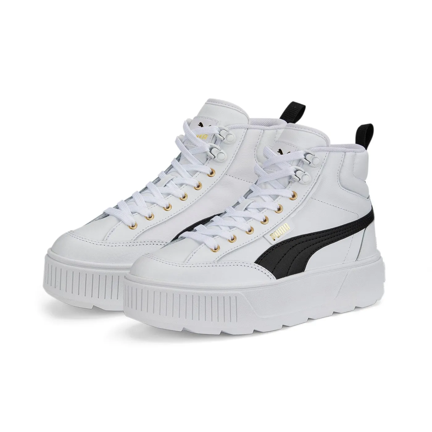 Puma scarpa sneakers da donna alta con zeppa Karmen Mid 385857 03 bianco nero
