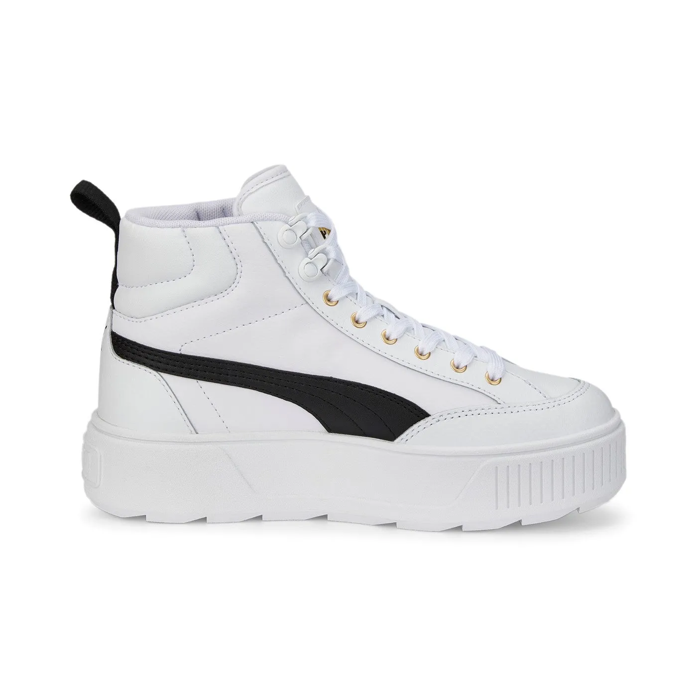 Puma scarpa sneakers da donna alta con zeppa Karmen Mid 385857 03 bianco nero