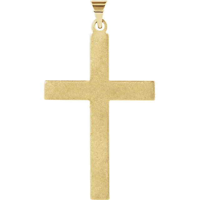 Radiant Straight Line Design Heavy Cross in Solid 14 Karat Yellow Gold