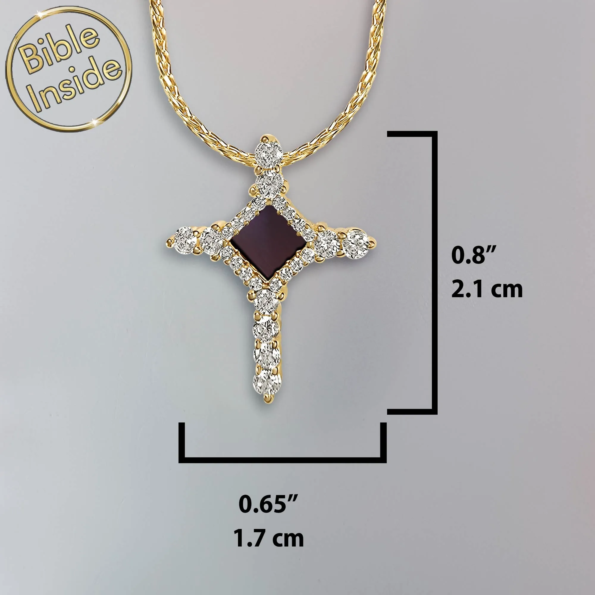 Religious Cross Necklace With Holy Bible - Mini Glimmer Cross Necklace