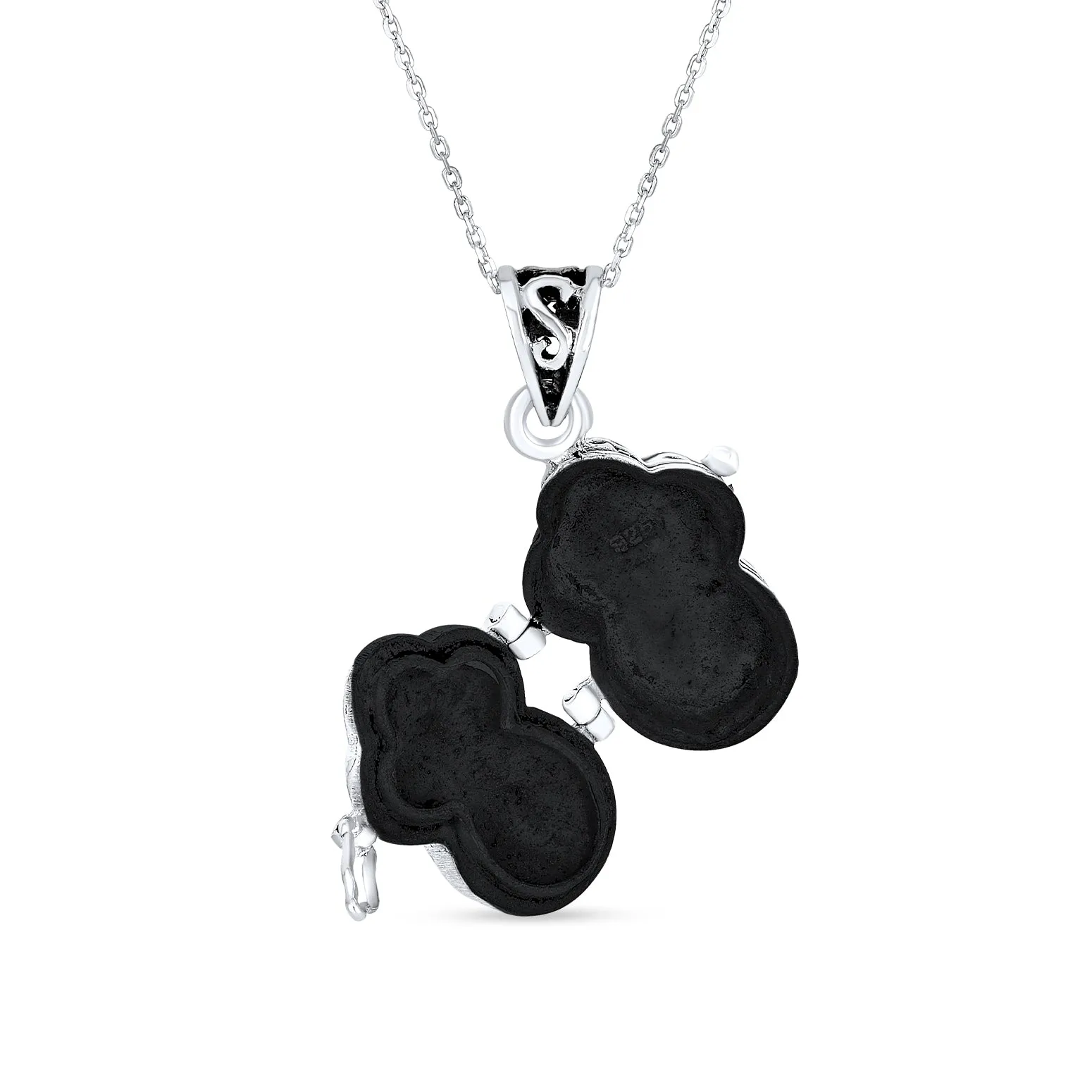 Religious Cross Prayer Box Locket Necklace Sterling Silver Memorial Pendant
