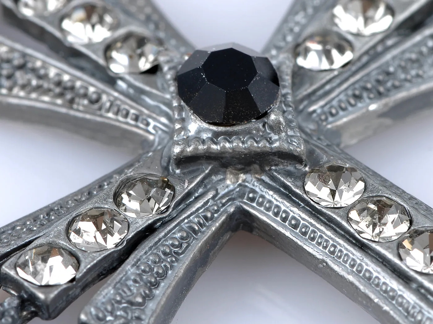 Rock Star Bling Black Holy Cross Pendant Necklace