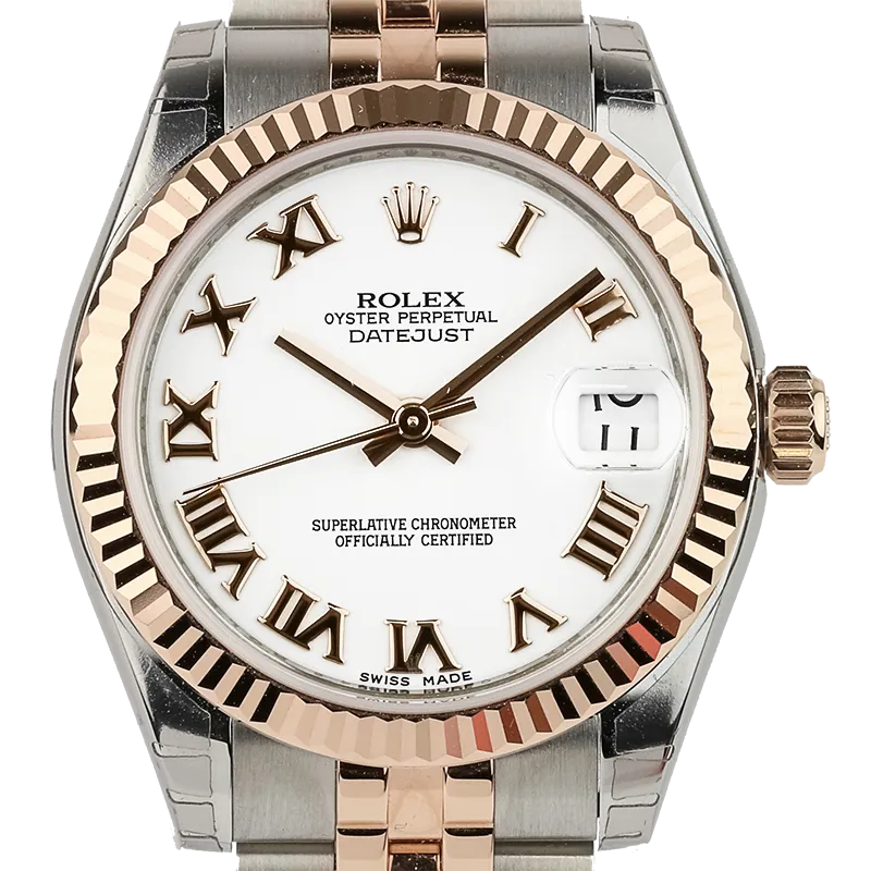 Rolex DateJust 36mm Steel/Rose Gold White/Roman Jubilee 116231