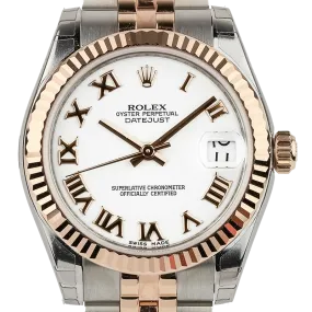 Rolex DateJust 36mm Steel/Rose Gold White/Roman Jubilee 116231