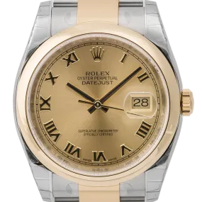 Rolex DateJust 36mm Yellow Gold and Steel Champagne/Roman 116203