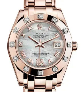 Rolex Lady-Datejust Pearlmaster Mother Of Pearl Dial 18K Everose Gold Automatic Ladies Watch 81315MDPM