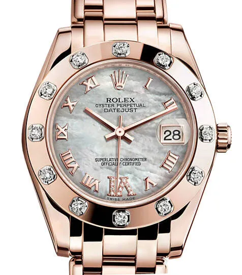 Rolex Lady-Datejust Pearlmaster Mother Of Pearl Dial 18K Everose Gold Automatic Ladies Watch 81315MDPM