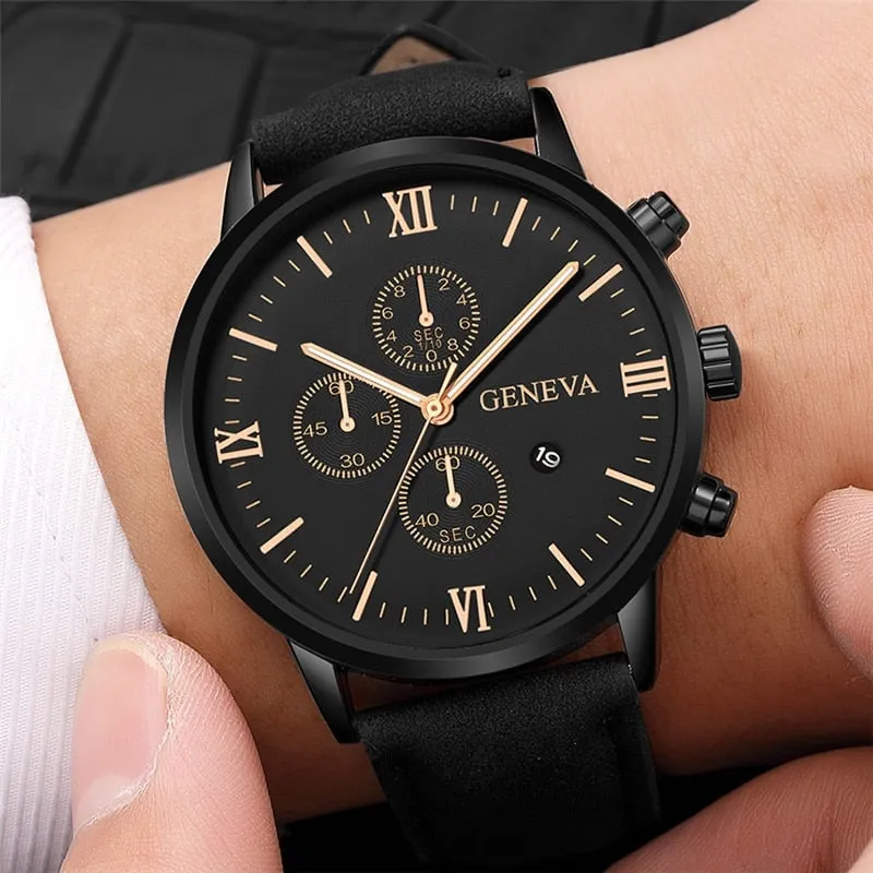 ROMAN®  Black Quartz Men
