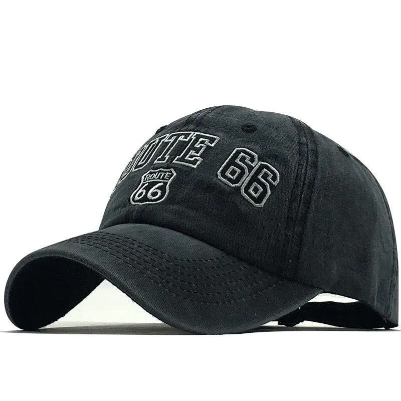 'Route 66' Vintage Style Washed Cap