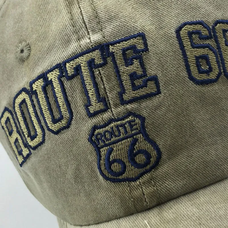 'Route 66' Vintage Style Washed Cap