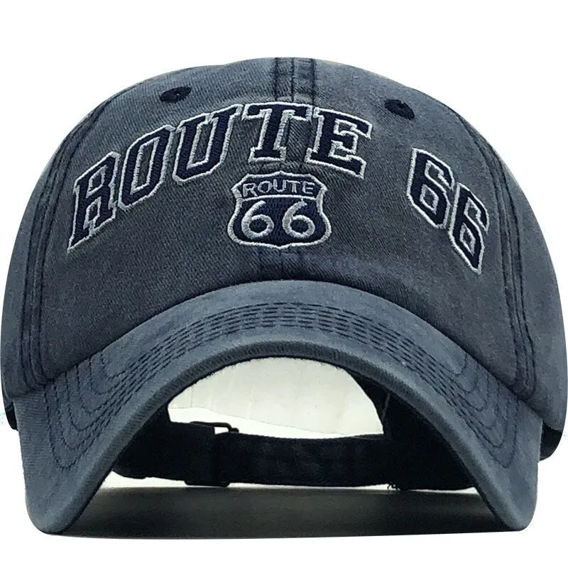 'Route 66' Vintage Style Washed Cap