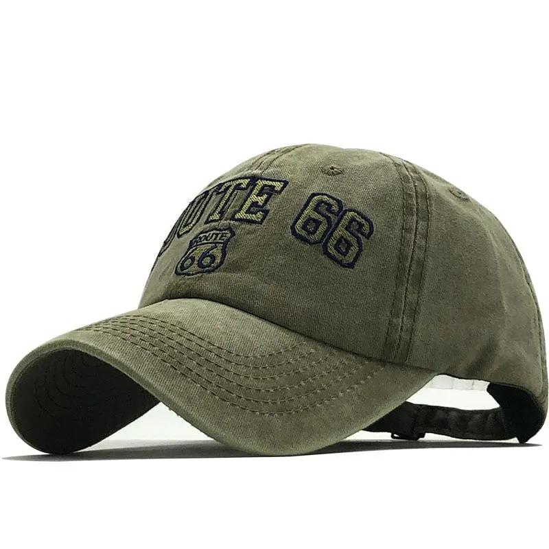 'Route 66' Vintage Style Washed Cap
