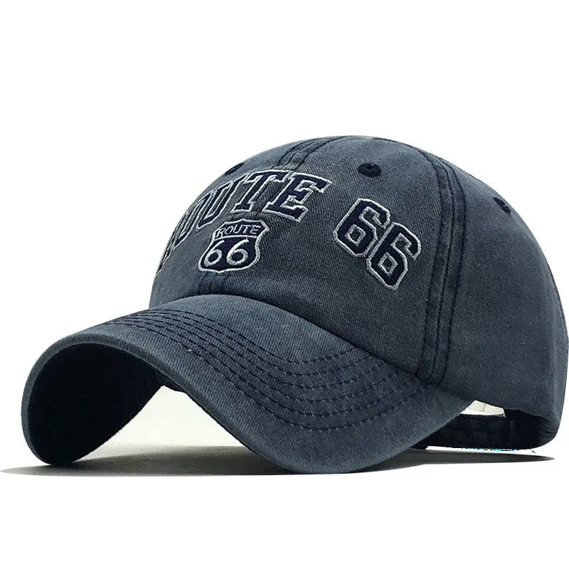'Route 66' Vintage Style Washed Cap