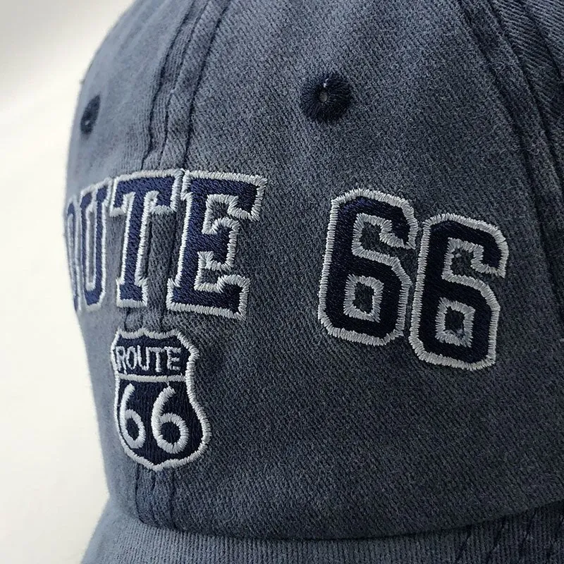 'Route 66' Vintage Style Washed Cap
