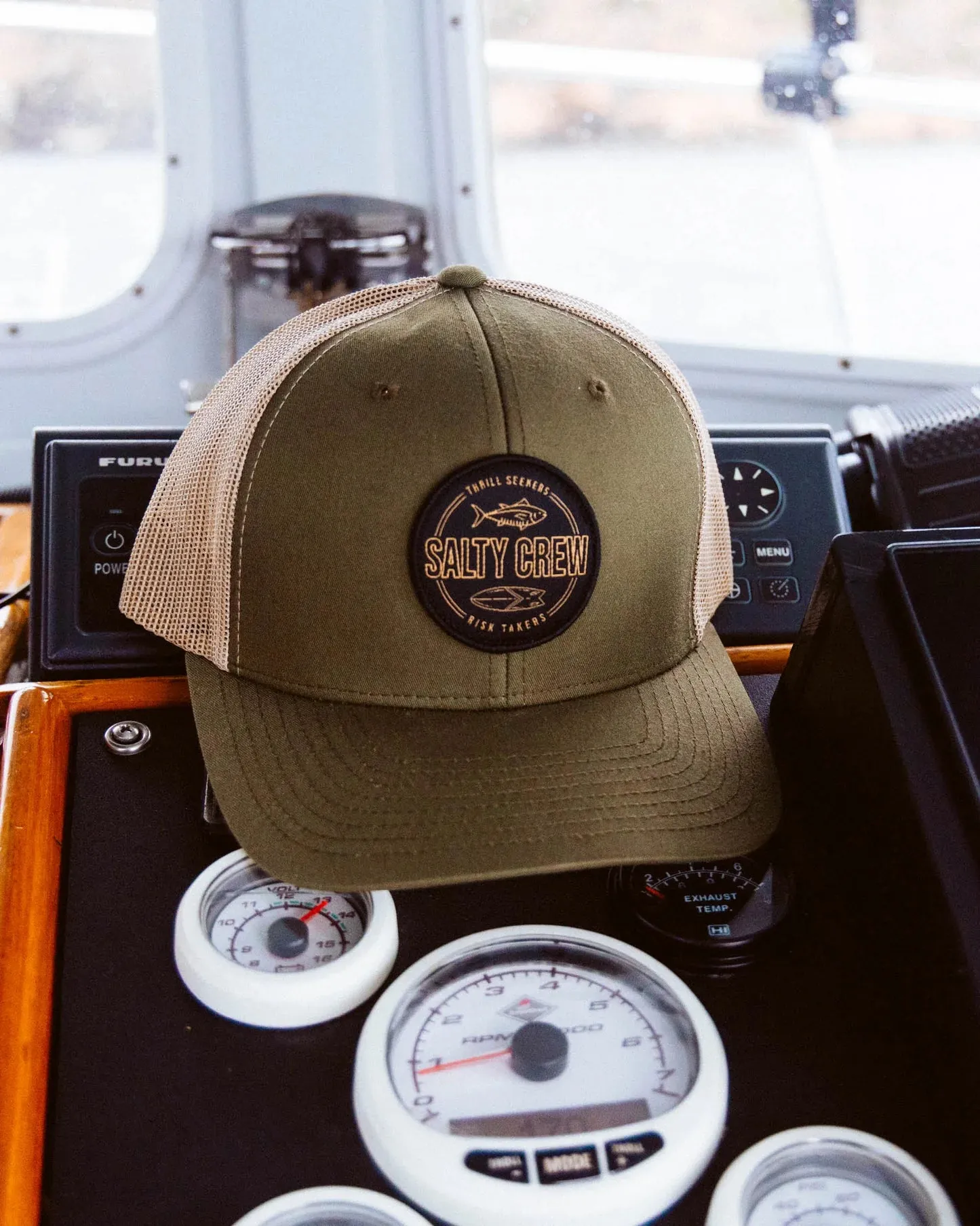 Salty Crew "Outlined" Retro Trucker Hat - Olive Green
