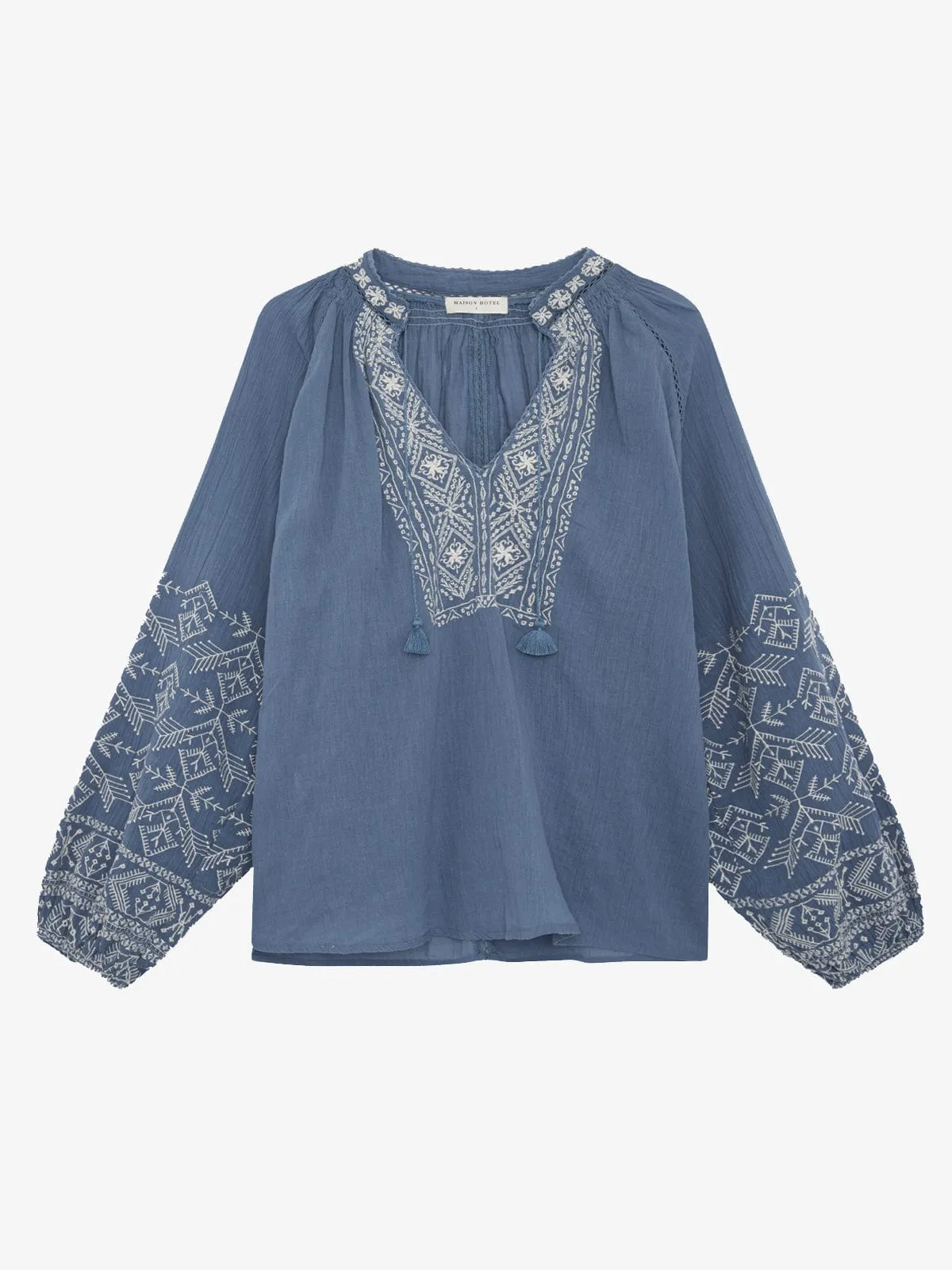 Sandrine Embroidered Blouse - Blue