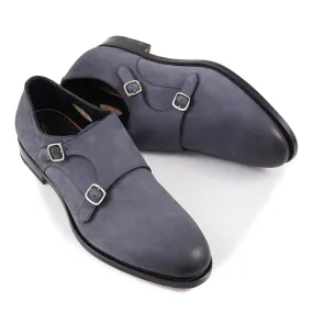 Santoni Double-Buckle Monk Strap in Nubuck Suede
