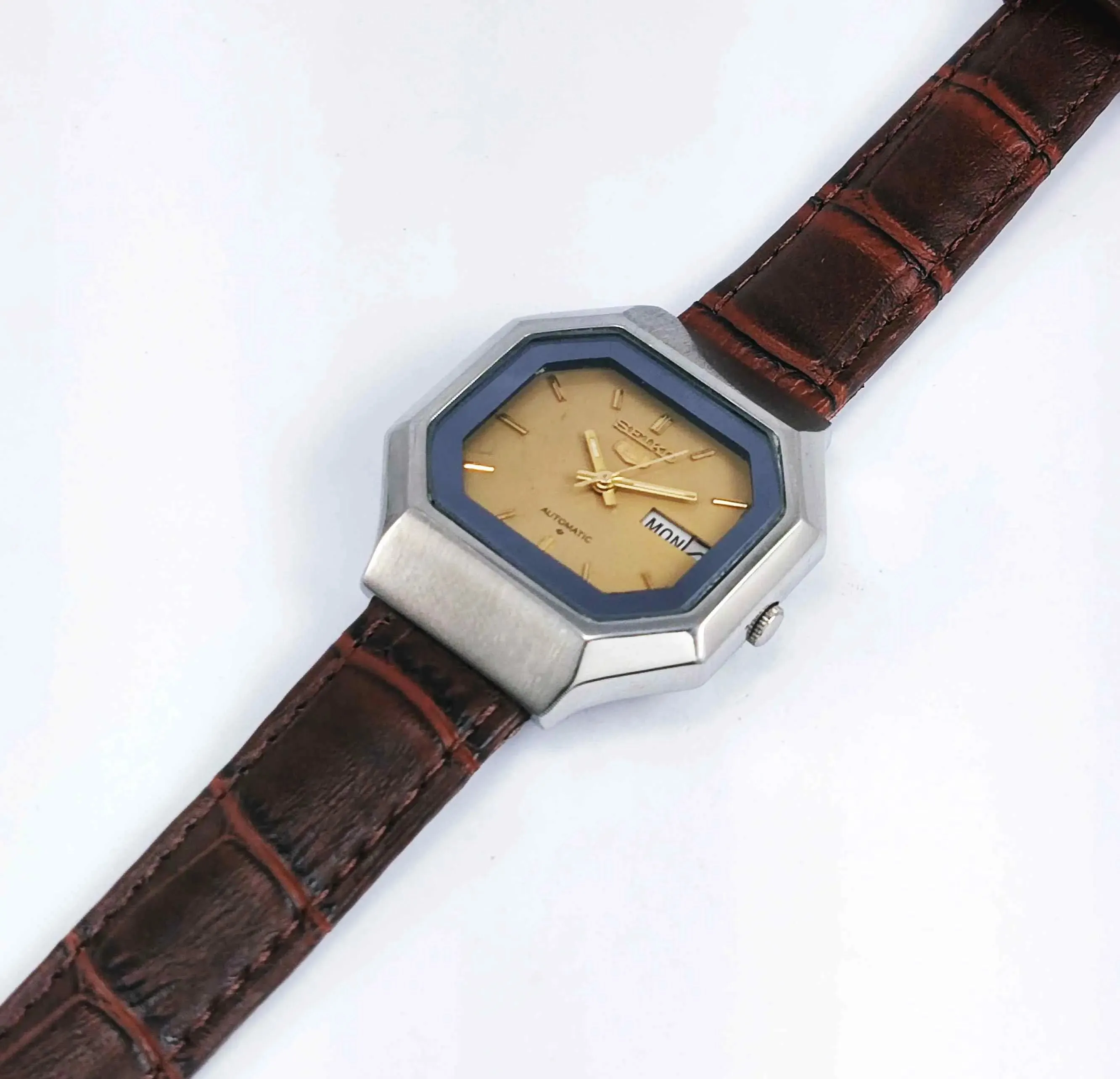 Seiko 5 Automatic 6319A 21 Jewels Golden Dial Day Date Men's Watch