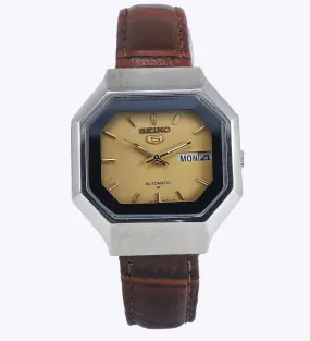 Seiko 5 Automatic 6319A 21 Jewels Golden Dial Day Date Men's Watch