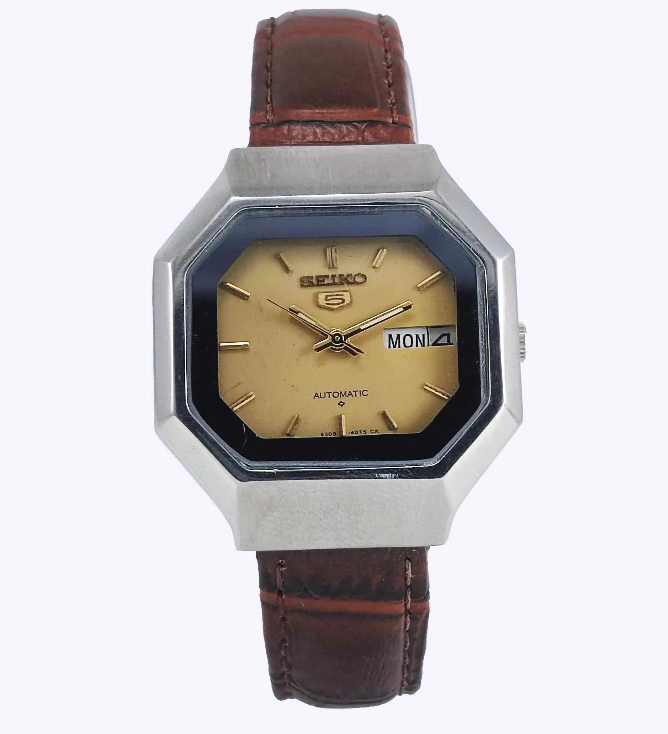 Seiko 5 Automatic 6319A 21 Jewels Golden Dial Day Date Men's Watch