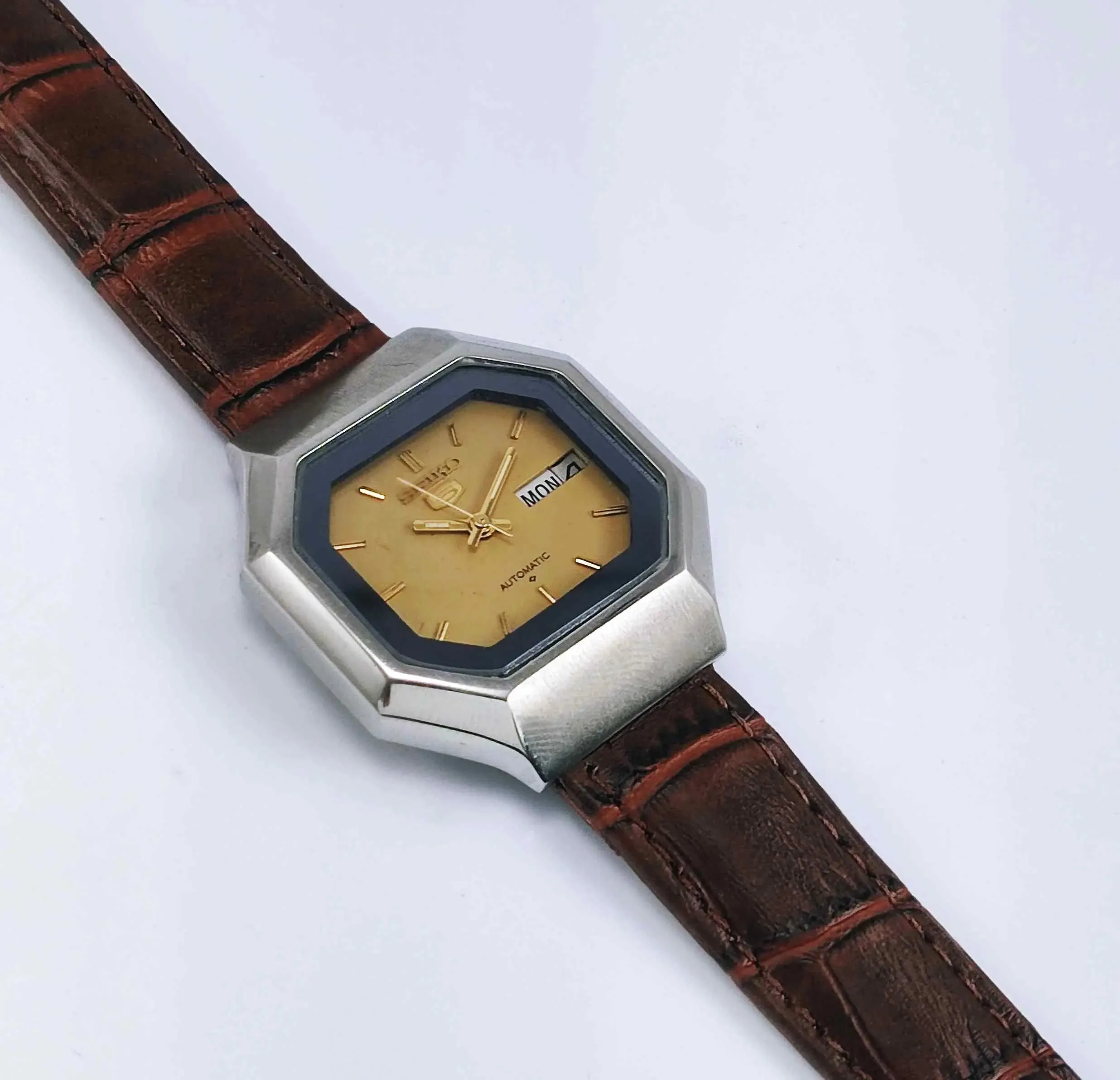 Seiko 5 Automatic 6319A 21 Jewels Golden Dial Day Date Men's Watch