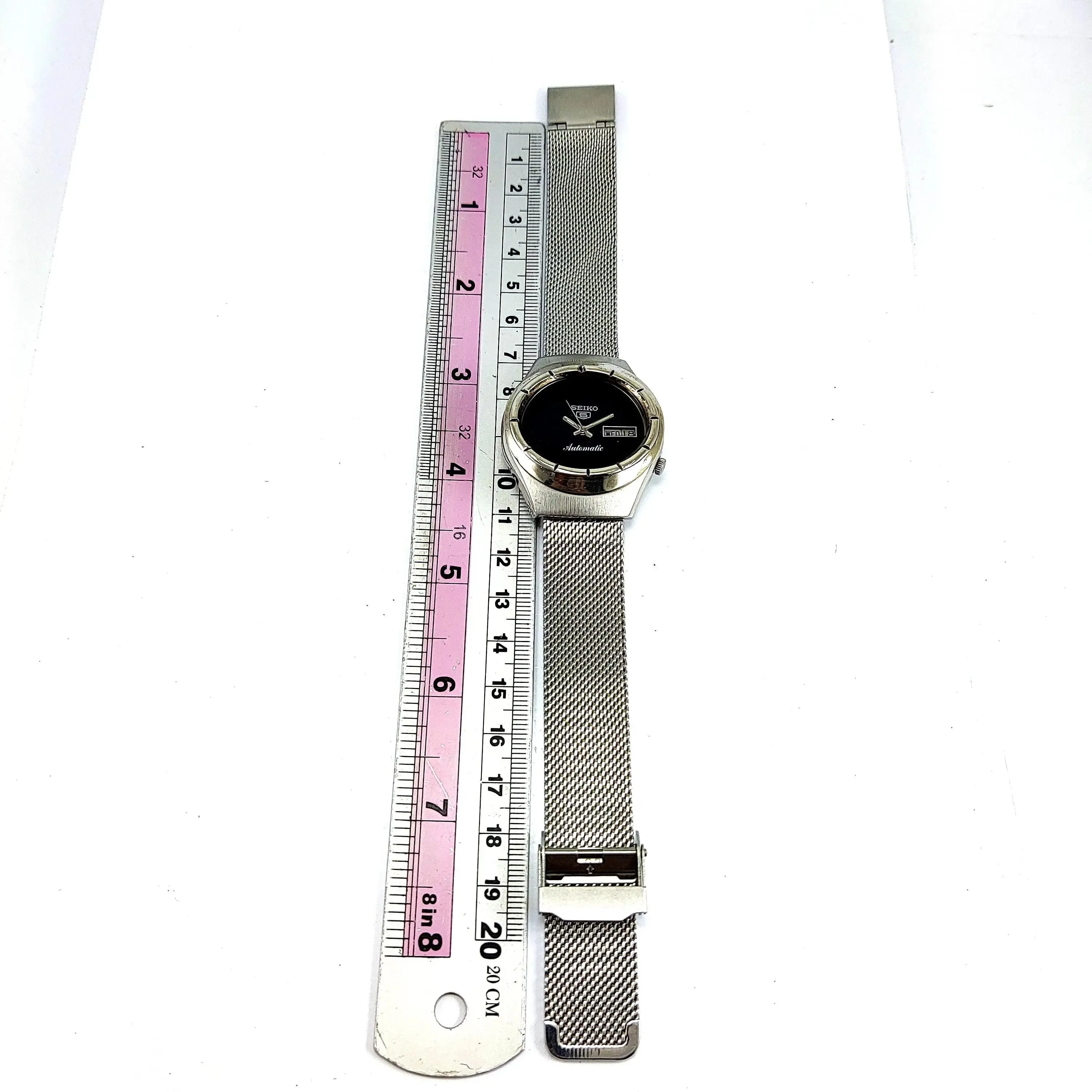 Seiko 5 Automatic-7019A Analog 21 Jewels Day Date Black Dial Men's Wrist Mechanical Watch