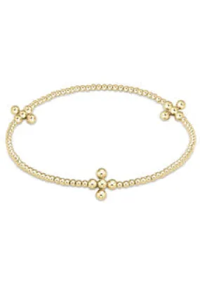 Signature Cross Gold Pattern 2.5mm Bead Bracelet - Classic Beaded Signature Cross Gold - 4mm Bead Gold