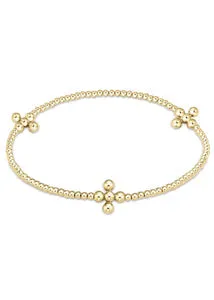 Signature Cross Gold Pattern 2.5mm Bead Bracelet - Classic Beaded Signature Cross Gold - 4mm Bead Gold