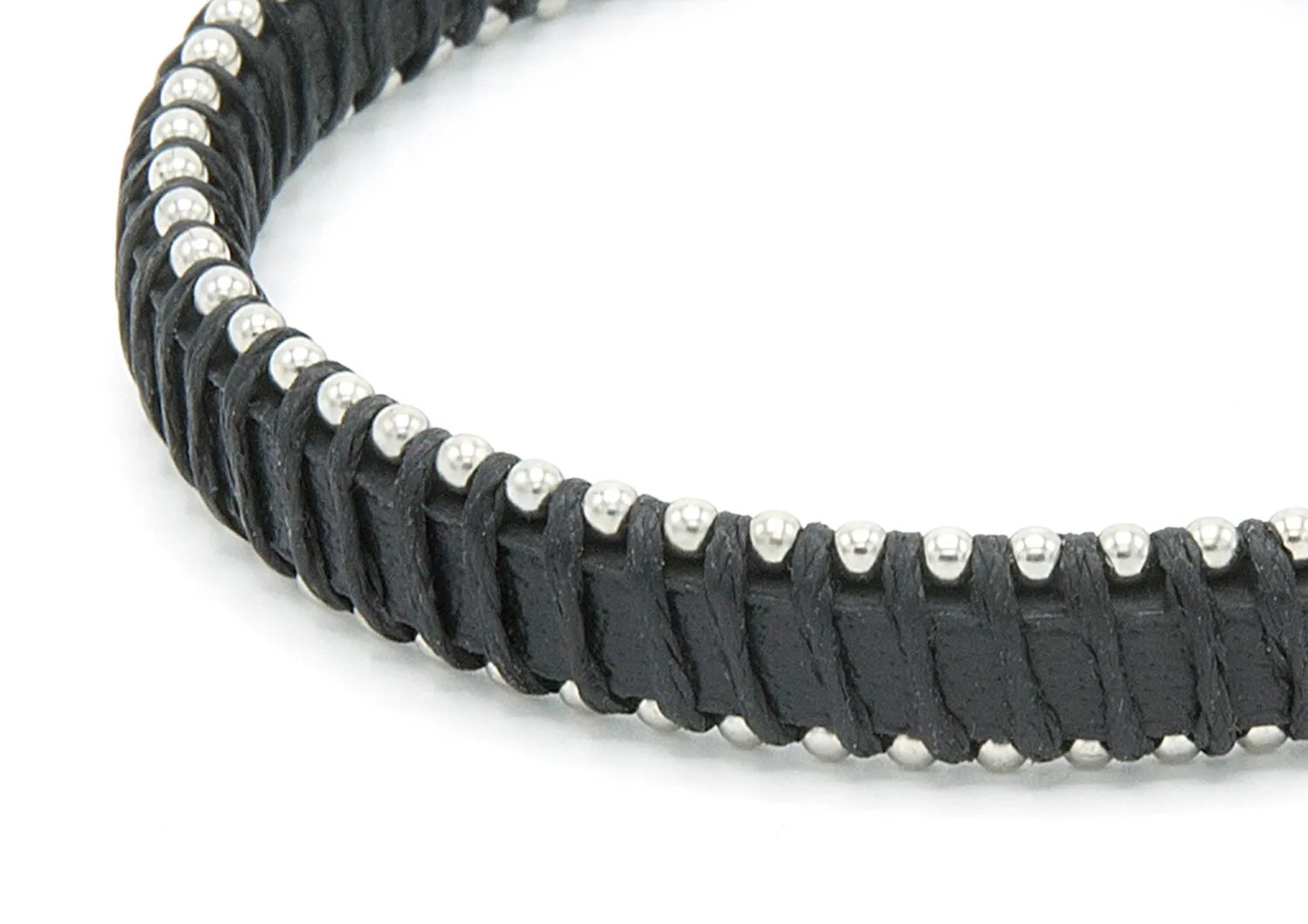 Silver Accent Leather Bracelet
