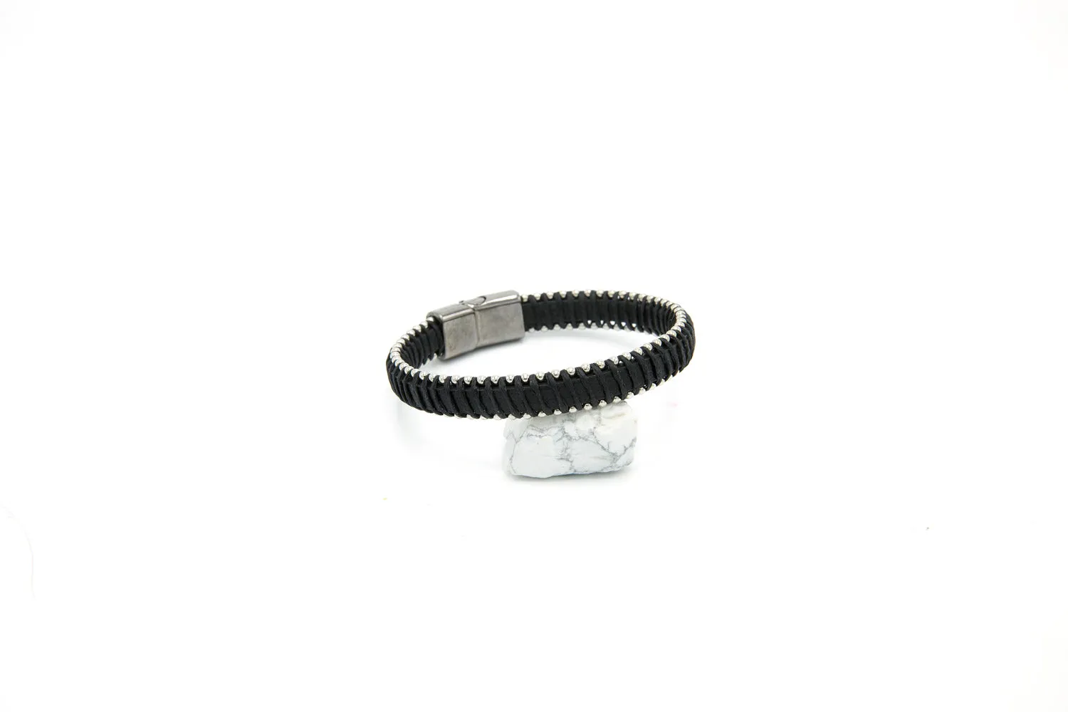 Silver Accent Leather Bracelet