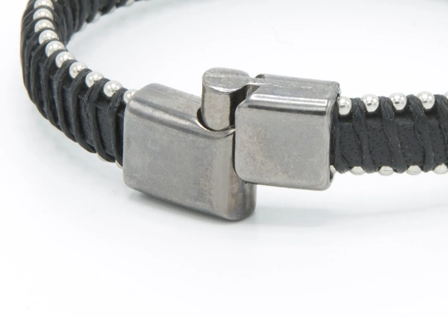 Silver Accent Leather Bracelet